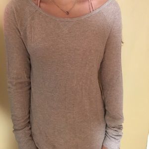 American Eagle (AE) sparkly tan long sleeve top